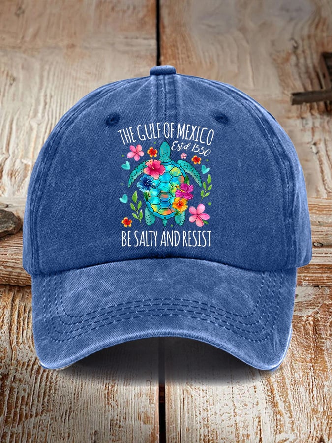Vintage Gulf Of Mexico Print Baseball Cap