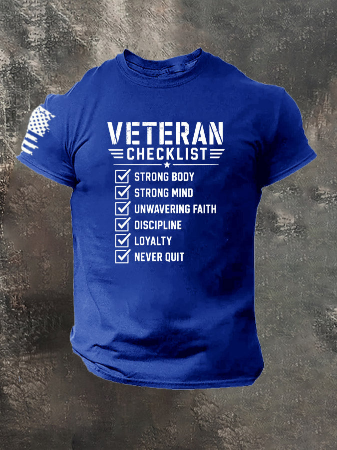 Veteran Checklist  Pattern 100% Cotton T-Shirt