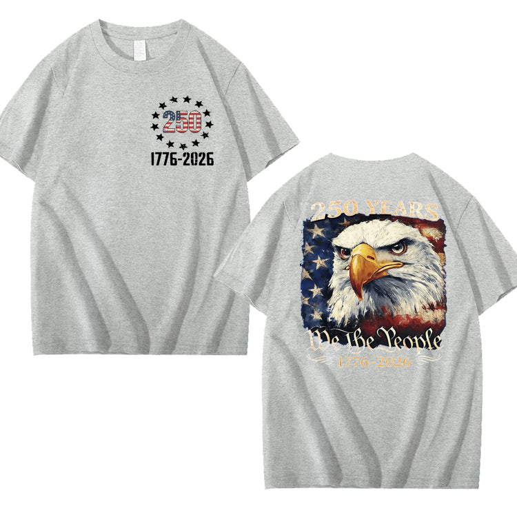 250 Years America Patriotic USA Flag 250th Anniversary 100% Cotton T-Shirt