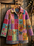Women's Casual Retro Color Block Print Jacket
