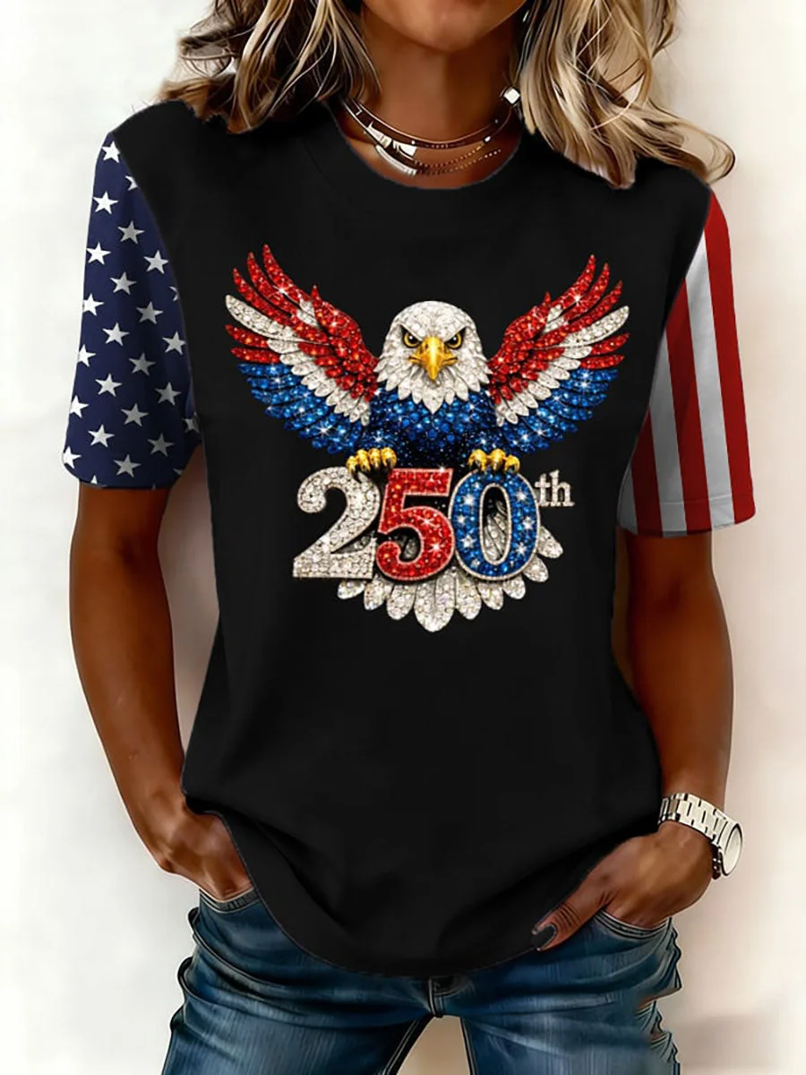Women's 250th Anniversary Pattern Crew Neck T-Shirt