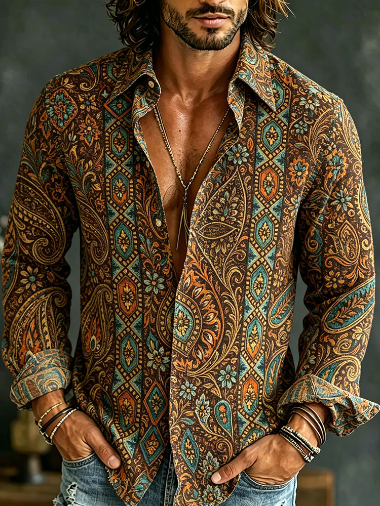 Men's Vintage Skull Print Shirt