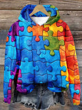 Women's Autism Awareness Printed Hooded Sweatshirt