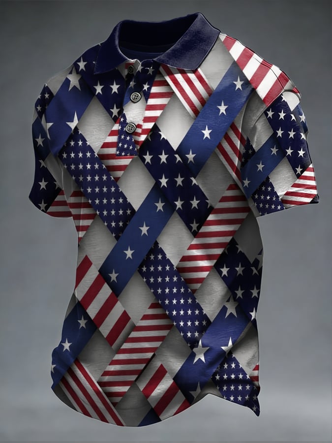 Retro USA Flag Argyle Polo