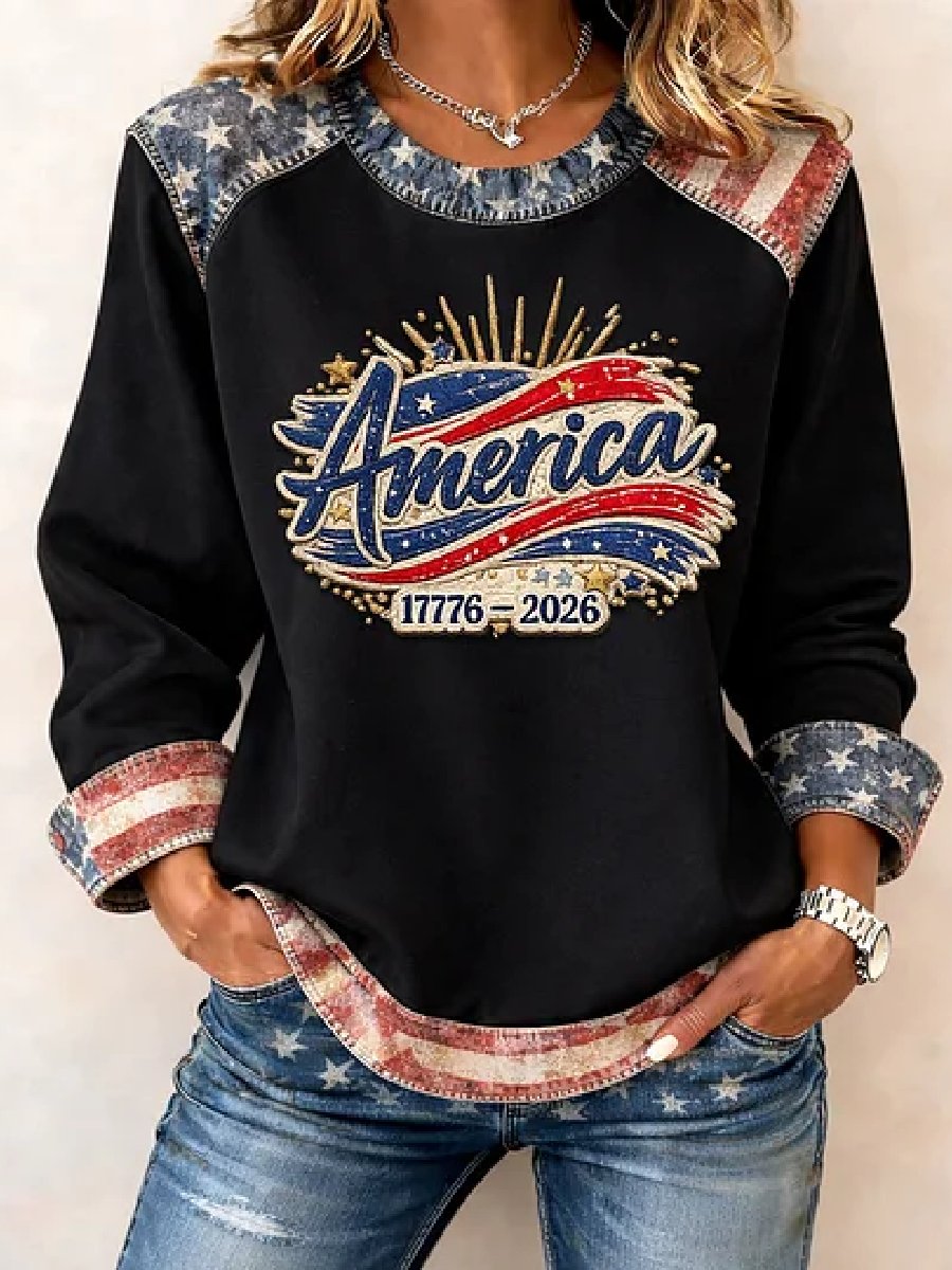 Women's casual hoodie with American 250th anniversary print