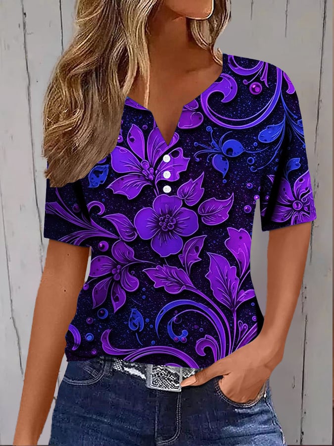 Women'S Alzheimer'S Casual Floral Print T-Shirt
