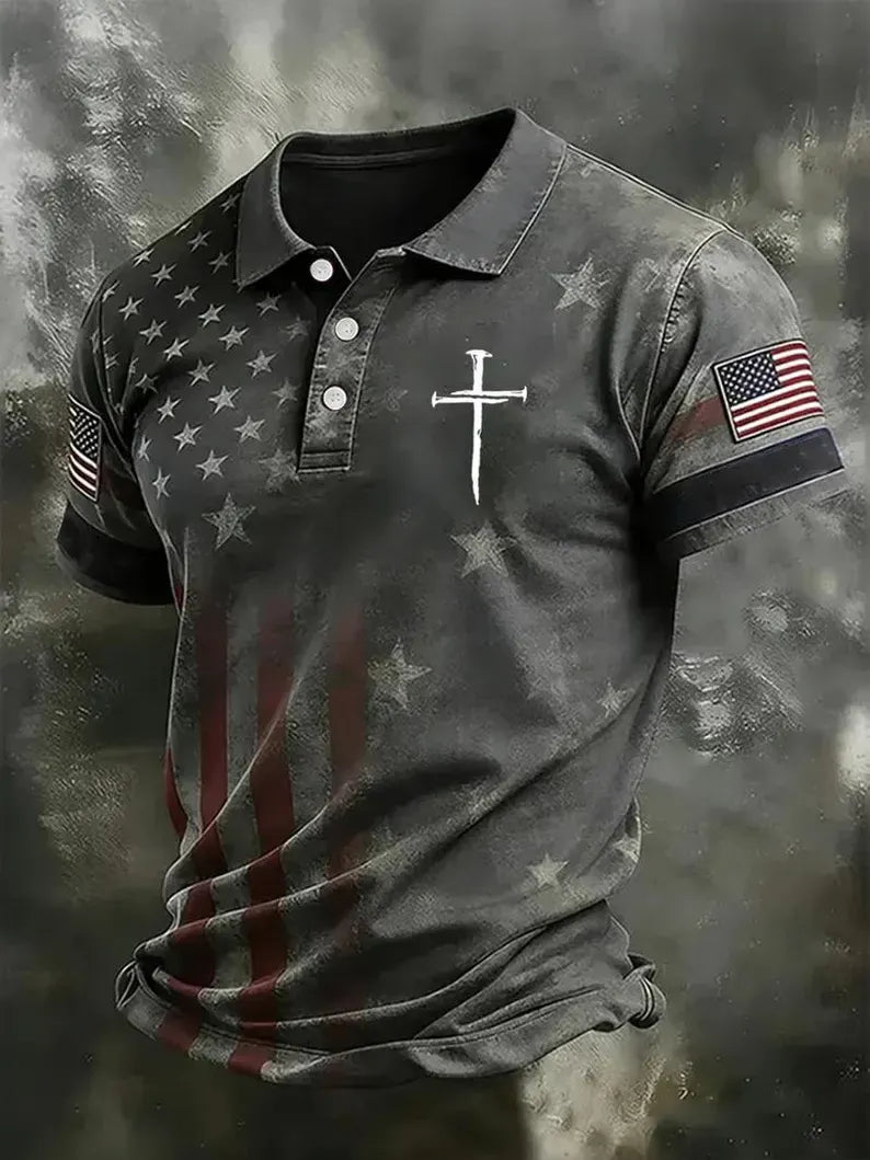 Men's Polo Shirt With Cross Pattern