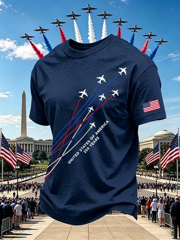 United States Of America 250 Years Pattern 100% Cotton T-Shirt