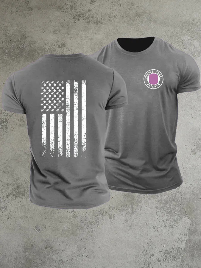 National Purple Heart Day Purple Heart Veteran Pattern 100% Cotton T-Shirt