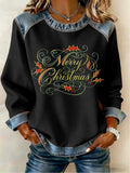 Women's Christmas Print Crew Neck Long Sleeve Top
