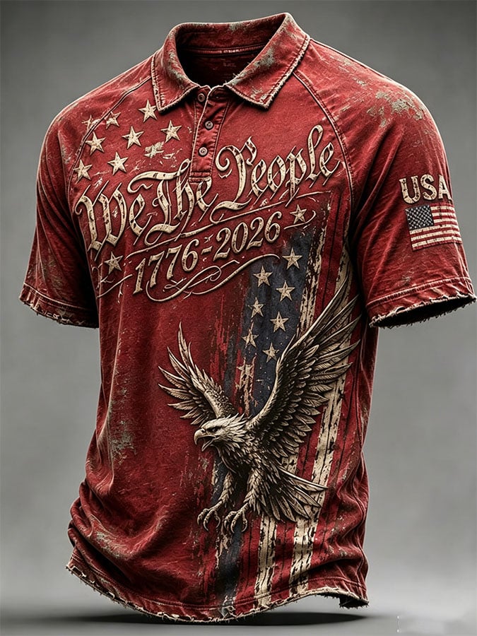 Men's Print Casual Polo Shirt