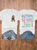 Women's Fight Hope Believe Autism Awareness T-shirt