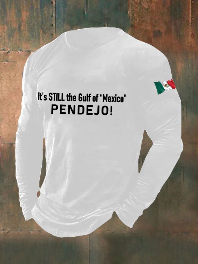 Men's It's Still the Gulf of "Mexico" PENDEJO print long sleeve T-shirt