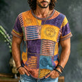 Men's Hippie Tie-dye Patchwork Print Crew Neck T-shirt