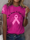 Women's Tis The Season To Fight Cancer Breast Cancer Awareness Printed T-Shirt