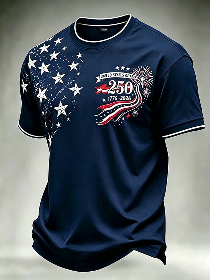 Men's 250th Anniversary Independence Day Art Printed Casual T-shirt