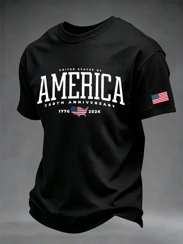 America 250 Years Pattern 100% Cotton T-Shirt