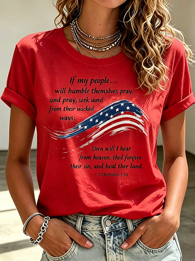 American Women'S 250Th Anniversary Faith Art Printed T-Shirt