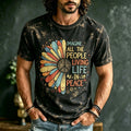 Men's Retro Distressed Hippie Embroidered Print T-shirt