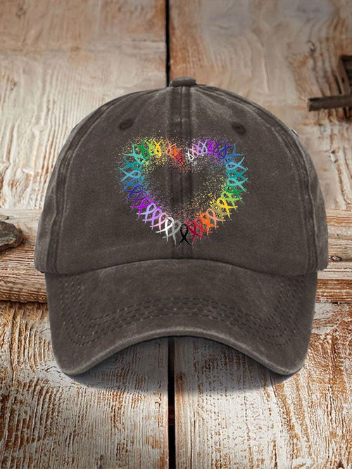 All Cancer Awareness Heart Ribbon Hat