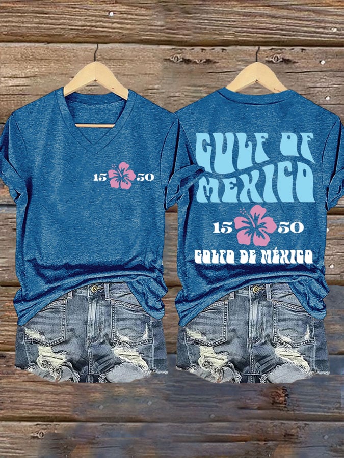 Women's Gulf of Mexico Print V-Neck T-Shirt