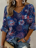 Women's Retro Independence Day Anniversary Fireworks Commemorative T-shirt