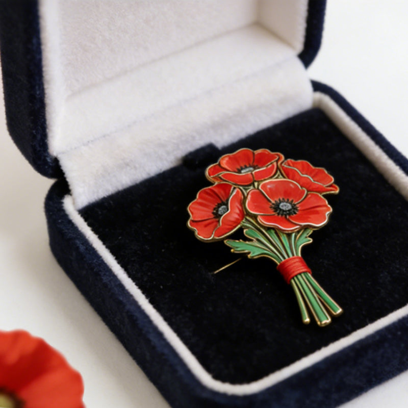 Unisex US Memorial Day Poppy Exquisite Brooch