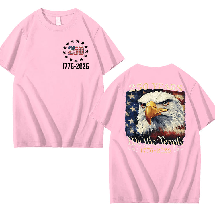 250 Years America Patriotic USA Flag 250th Anniversary 100% Cotton T-Shirt