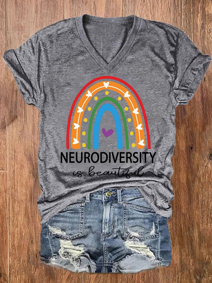 Women's Neurodiversity Is Beautiful Autism V-Neck Tee