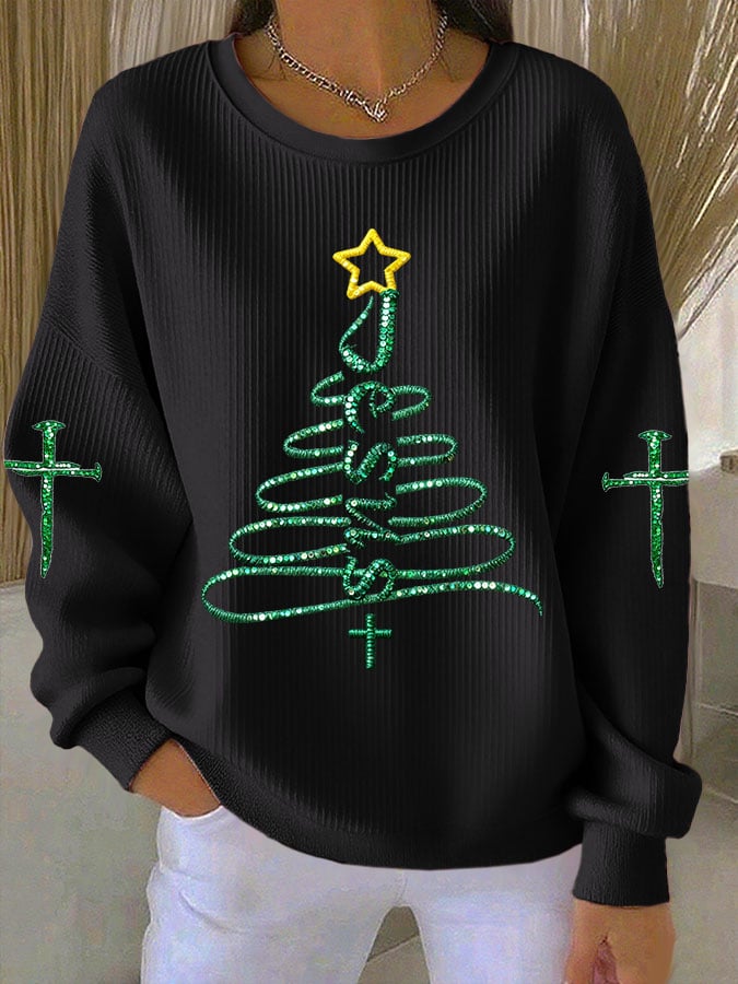Women's Casual Print Long Sleeve Knit Top