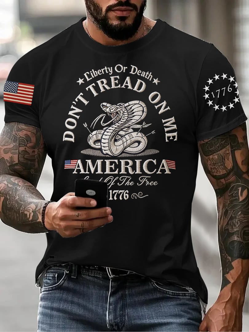 Men's "Don't Tread on Me" Printed Short-Sleeve T-Shirt