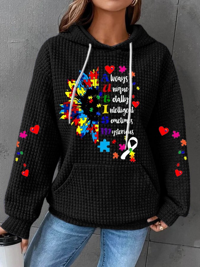 Women'S Autism Awareness Print Casual Hoodie