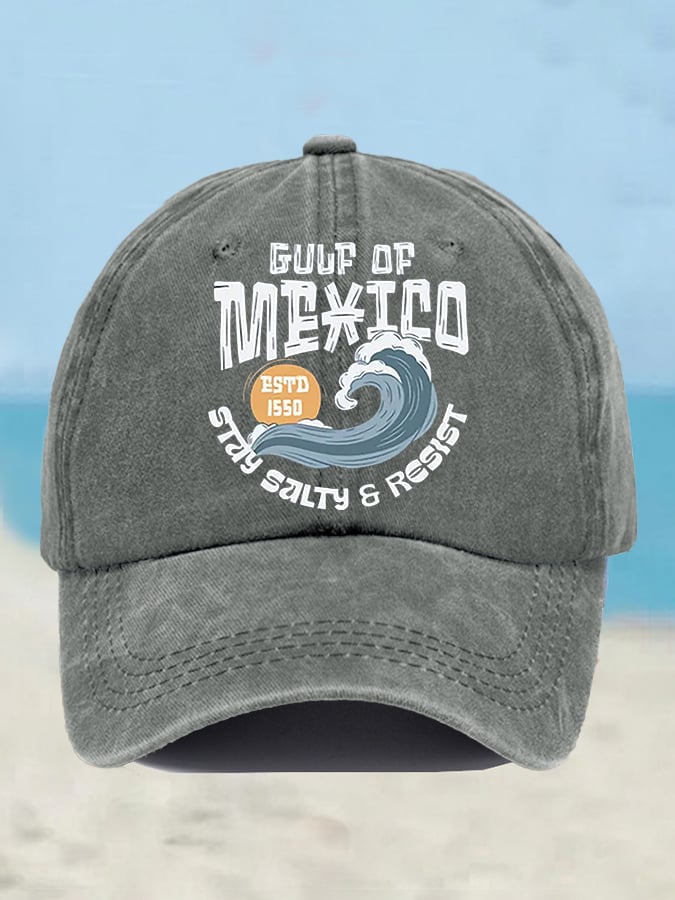 Retro Gulf Of Mexico Stay Salty And Resist Printed Baseball Cap