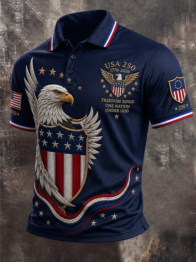 Men's Casual USA 250th Anniversary Print Polo Shirt