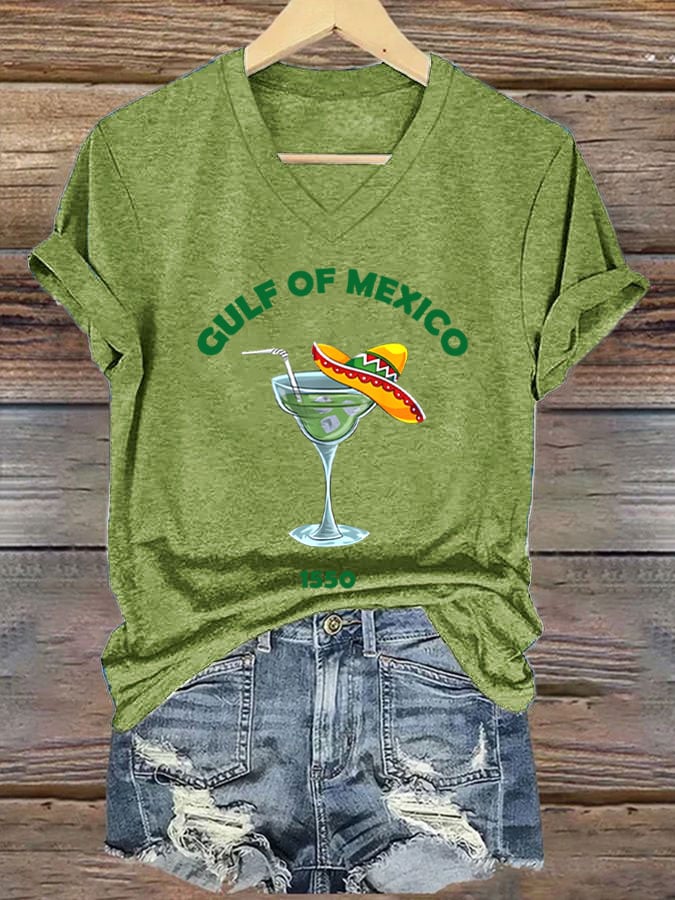 Women's Gulf of Mexico Print V-Neck T-Shirt