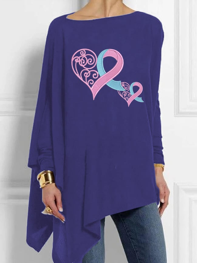 Fashionable And Casual Pink Heart Breast Cancer Cover-Up Top