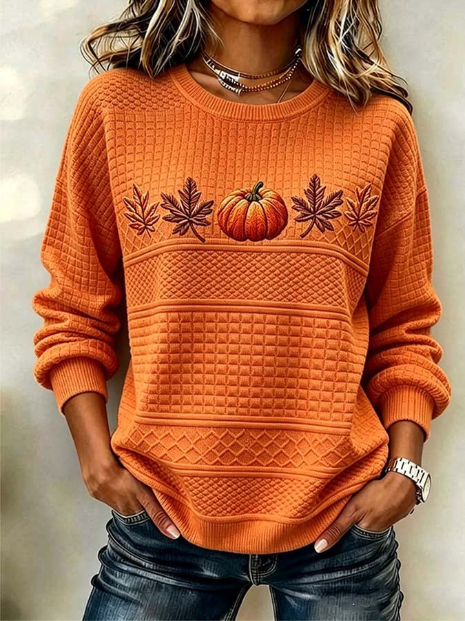 Women'S Casual Pumpkin Print Autumn Top