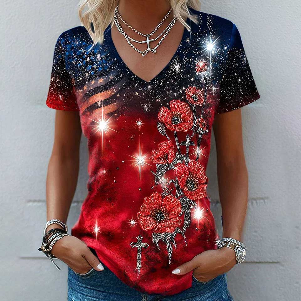 Women's Retro Memorial Day Commemorative Short-Sleeve T-Shirt