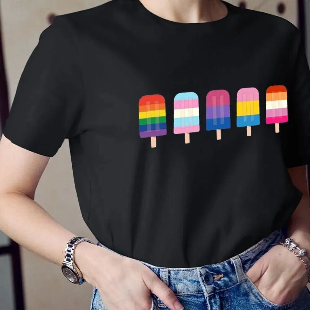 Rainbow Popsicles Cotton T-Shirt
