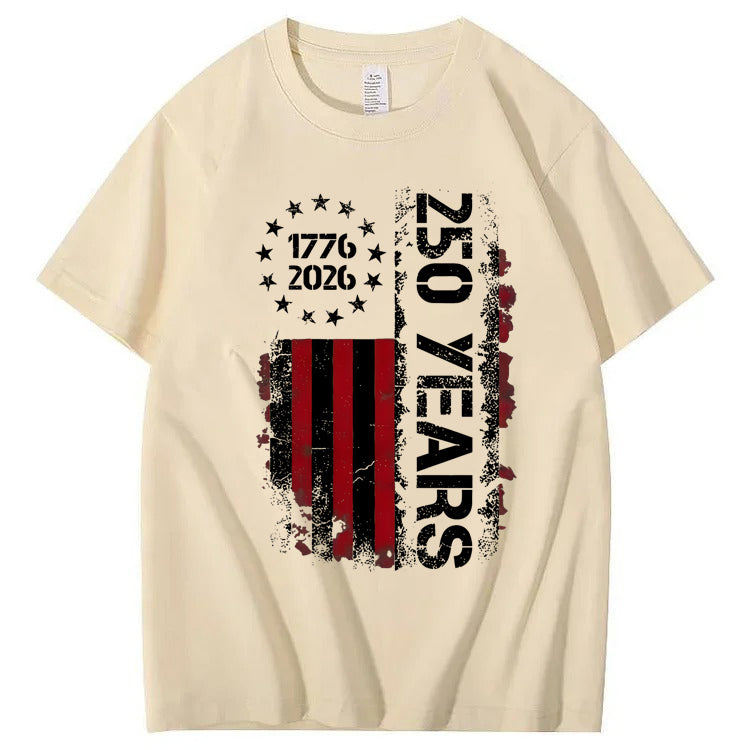 250 Years Anniversary USA Shirts Mens 250th American Flag 100% Cotton T-Shirt