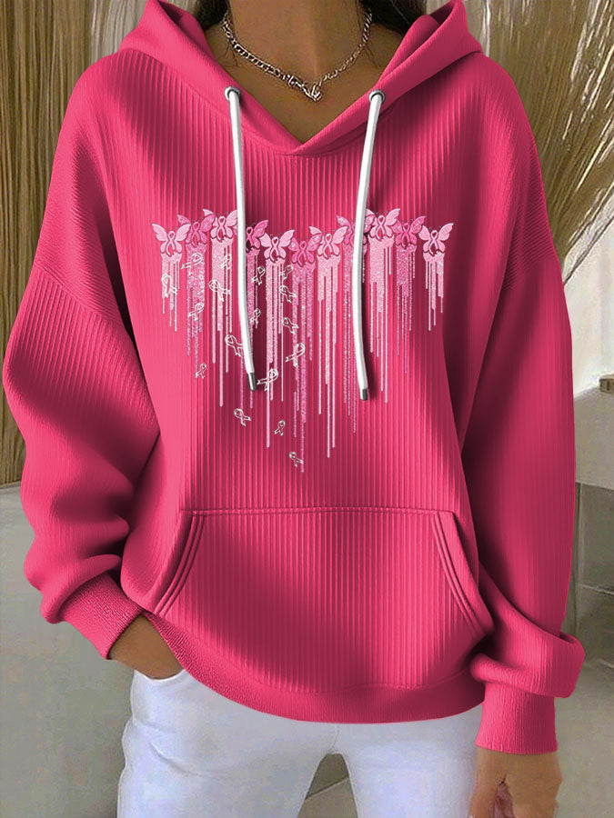 Women'S Breast Cancer Awareness Print Hoodie