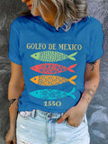 Women's Gulf of Mexico Print Round Neck T-Shirt