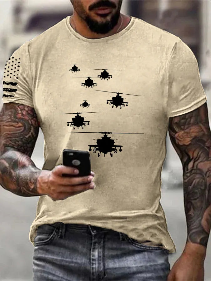 Apachen AH-64 Kampfhubschrauber Pattern 100% Cotton T-Shirt