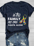 Women's In This Family No One Fights Alone Casual Print T-Shirt