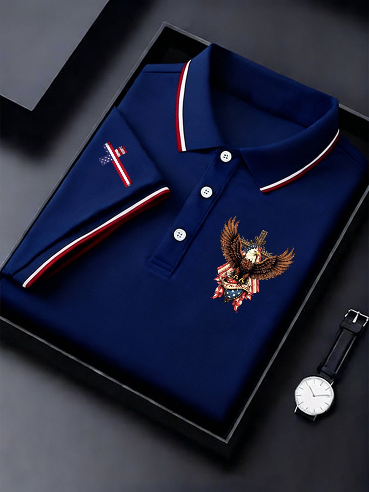 Men's Vintage America 250th Anniversary Print Polo Shirt