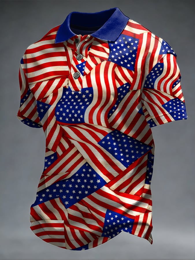 USA Flag Patchwork Polo