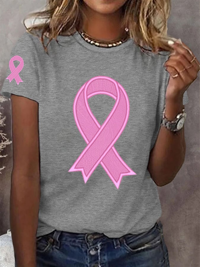 Women's Pink Ribbon Breast Cancer Awareness Warrior Tee