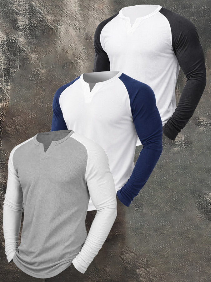 Men's Casual Outdoor Slim Fit Base Layer Raglan Top Set
