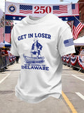 Men's Retro Get In Loser We're Crossing The Delaware Print T-Shirt