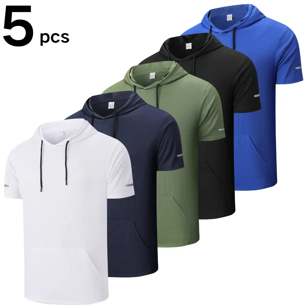 Men's Solid Color Short-Sleeve Sporty T-Shirt Hoodies